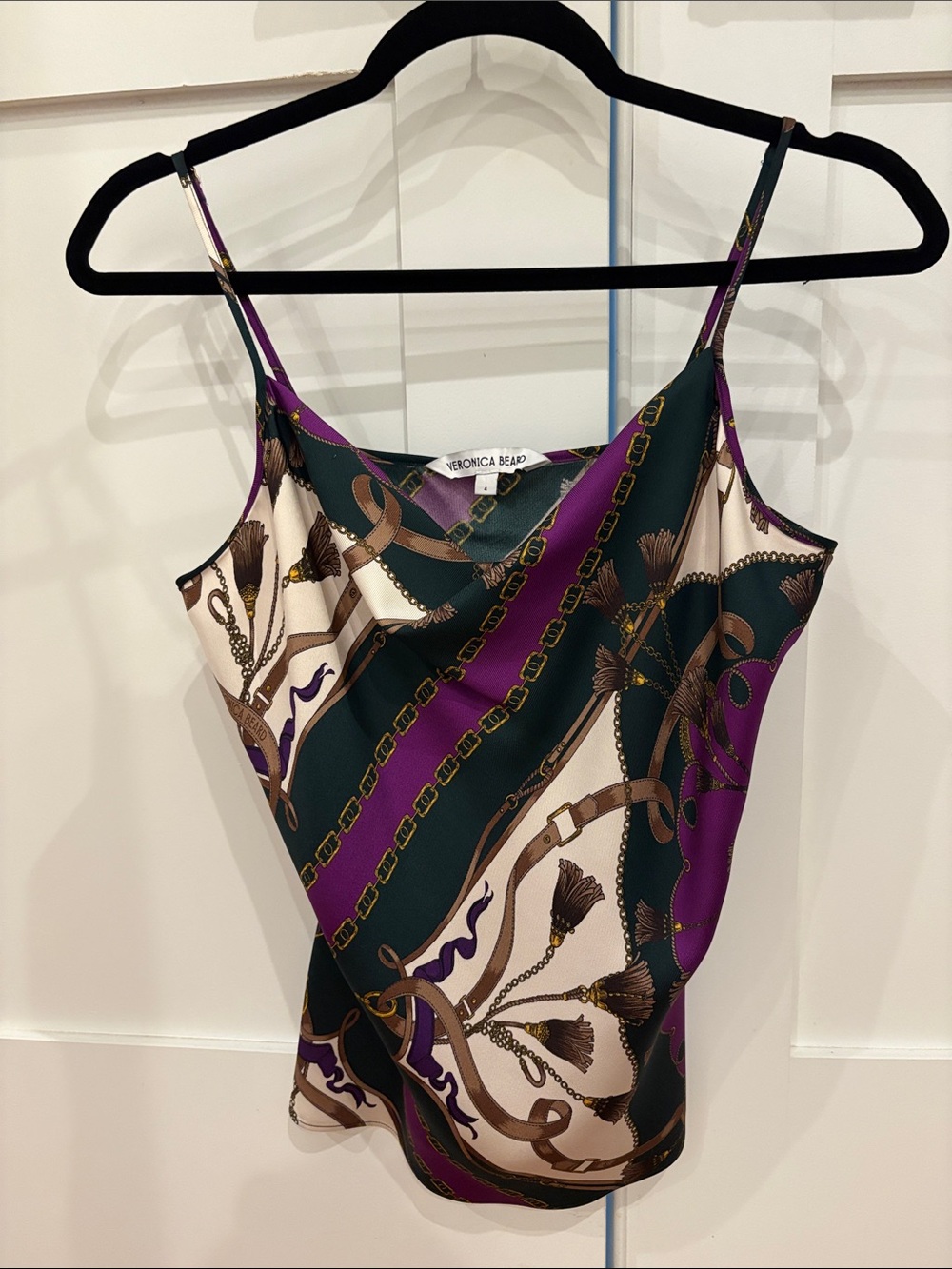 Veronica Beard Purple & Green Silk-Blend Printed Cami